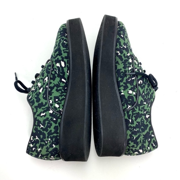 AGNES b Leopard Canvas Platform Oxfords Shoes in Green Size 7 - Picture 8 of 11